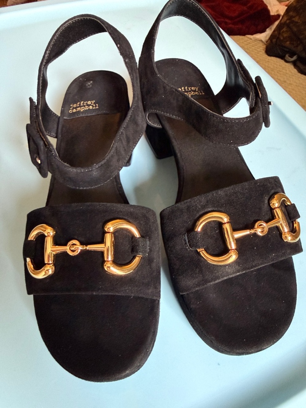 Jeffrey Campbell Timeless Black Suede Sandals New in Box size 8.5 m